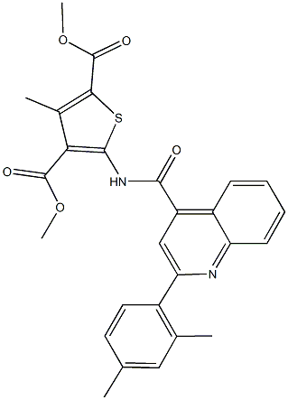 dimethyl 5-({[2-(2,4-dimethylphenyl)-4-quinolinyl]carbonyl}amino)-3-methyl-2,4-thiophenedicarboxylate Struktur