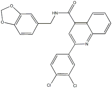 N-(1,3-benzodioxol-5-ylmethyl)-2-(3,4-dichlorophenyl)-4-quinolinecarboxamide Struktur