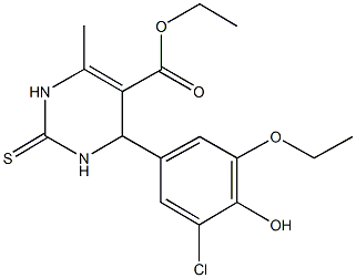 ethyl 4-(3-chloro-5-ethoxy-4-hydroxyphenyl)-6-methyl-2-thioxo-1,2,3,4-tetrahydro-5-pyrimidinecarboxylate Struktur