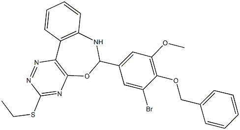 6-[4-(benzyloxy)-3-bromo-5-methoxyphenyl]-3-(ethylsulfanyl)-6,7-dihydro[1,2,4]triazino[5,6-d][3,1]benzoxazepine Struktur