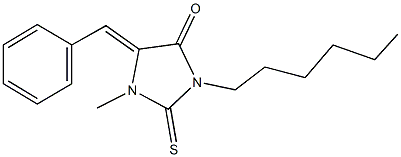 5-benzylidene-3-hexyl-1-methyl-2-thioxo-4-imidazolidinone Struktur