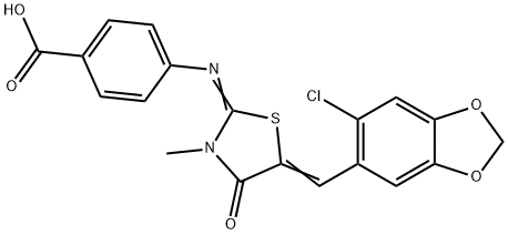 4-({5-[(6-chloro-1,3-benzodioxol-5-yl)methylene]-3-methyl-4-oxo-1,3-thiazolidin-2-ylidene}amino)benzoic acid Struktur