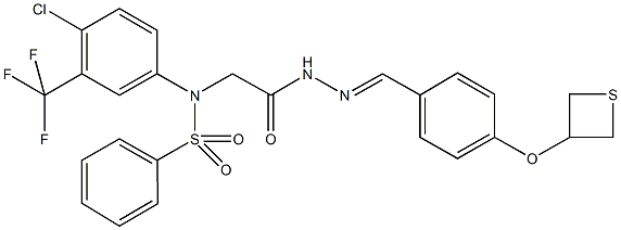 N-[4-chloro-3-(trifluoromethyl)phenyl]-N-(2-oxo-2-{2-[4-(3-thietanyloxy)benzylidene]hydrazino}ethyl)benzenesulfonamide Struktur