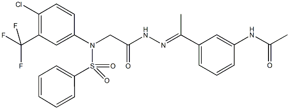 N-[3-(N-{[4-chloro(phenylsulfonyl)-3-(trifluoromethyl)anilino]acetyl}ethanehydrazonoyl)phenyl]acetamide Struktur