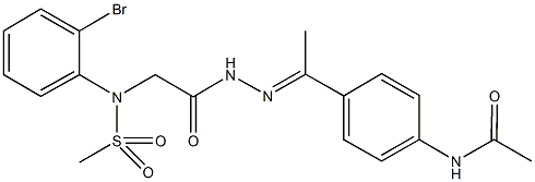 N-[4-(N-{[2-bromo(methylsulfonyl)anilino]acetyl}ethanehydrazonoyl)phenyl]acetamide Struktur