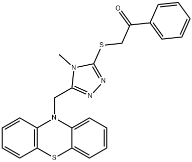 2-{[4-methyl-5-(10H-phenothiazin-10-ylmethyl)-4H-1,2,4-triazol-3-yl]sulfanyl}-1-phenylethanone Struktur