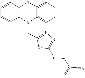 2-{[5-(10H-phenothiazin-10-ylmethyl)-1,3,4-oxadiazol-2-yl]sulfanyl}acetamide Struktur