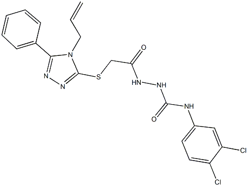 2-{[(4-allyl-5-phenyl-4H-1,2,4-triazol-3-yl)sulfanyl]acetyl}-N-(3,4-dichlorophenyl)hydrazinecarboxamide Struktur