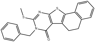 8-benzyl-9-(methylsulfanyl)-5,8-dihydronaphtho[2',1':4,5]thieno[2,3-d]pyrimidin-7(6H)-one Struktur