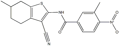 N-(3-cyano-6-methyl-4,5,6,7-tetrahydro-1-benzothien-2-yl)-4-nitro-3-methylbenzamide Struktur