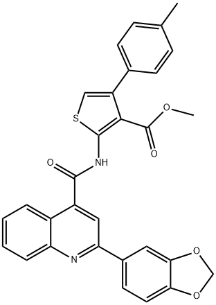 methyl 2-({[2-(1,3-benzodioxol-5-yl)-4-quinolinyl]carbonyl}amino)-4-(4-methylphenyl)-3-thiophenecarboxylate Struktur