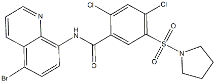 N-(5-bromo-8-quinolinyl)-2,4-dichloro-5-(1-pyrrolidinylsulfonyl)benzamide Struktur