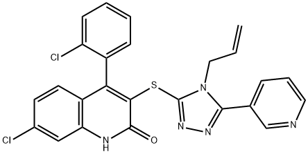 3-{[4-allyl-5-(3-pyridinyl)-4H-1,2,4-triazol-3-yl]sulfanyl}-7-chloro-4-(2-chlorophenyl)-2-quinolinol Struktur