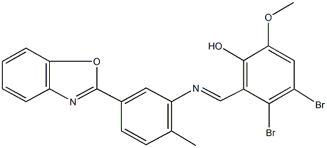 2-({[5-(1,3-benzoxazol-2-yl)-2-methylphenyl]imino}methyl)-3,4-dibromo-6-methoxyphenol Struktur