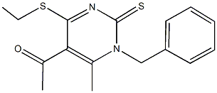 1-[1-benzyl-4-(ethylsulfanyl)-6-methyl-2-thioxo-1,2-dihydro-5-pyrimidinyl]ethanone Struktur