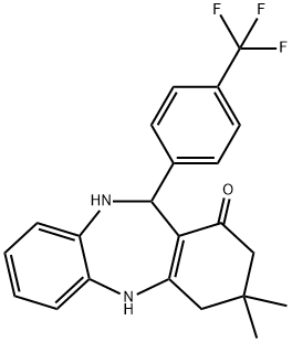 3,3-dimethyl-11-[4-(trifluoromethyl)phenyl]-2,3,4,5,10,11-hexahydro-1H-dibenzo[b,e][1,4]diazepin-1-one Struktur