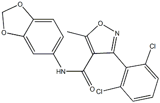 N-(1,3-benzodioxol-5-yl)-3-(2,6-dichlorophenyl)-5-methyl-4-isoxazolecarboxamide Struktur