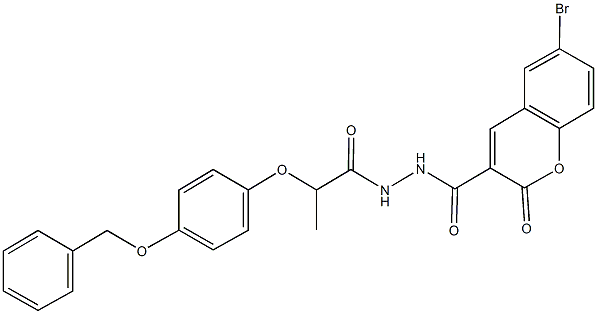 N'-{2-[4-(benzyloxy)phenoxy]propanoyl}-6-bromo-2-oxo-2H-chromene-3-carbohydrazide Struktur