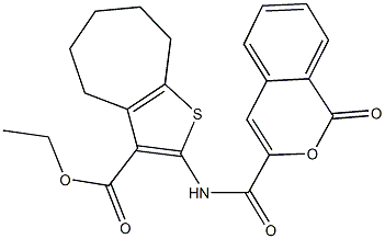 ethyl 2-{[(1-oxo-1H-isochromen-3-yl)carbonyl]amino}-5,6,7,8-tetrahydro-4H-cyclohepta[b]thiophene-3-carboxylate Struktur