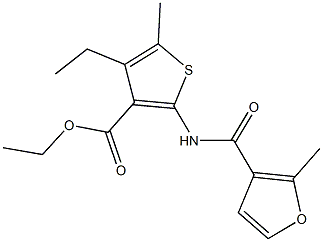 ethyl 4-ethyl-5-methyl-2-[(2-methyl-3-furoyl)amino]-3-thiophenecarboxylate Struktur