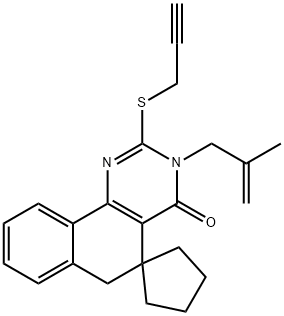 3-(2-methyl-2-propenyl)-2-(2-propynylsulfanyl)-5,6-dihydrospiro(benzo[h]quinazoline-5,1'-cyclopentane)-4(3H)-one Struktur