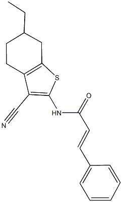 N-(3-cyano-6-ethyl-4,5,6,7-tetrahydro-1-benzothien-2-yl)-3-phenylacrylamide Struktur