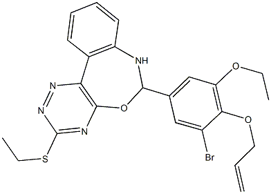 6-[4-(allyloxy)-3-bromo-5-ethoxyphenyl]-3-(ethylsulfanyl)-6,7-dihydro[1,2,4]triazino[5,6-d][3,1]benzoxazepine Struktur