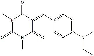 5-{4-[ethyl(methyl)amino]benzylidene}-1,3-dimethyl-2,4,6(1H,3H,5H)-pyrimidinetrione Struktur