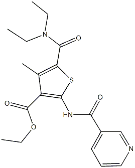 ethyl 5-[(diethylamino)carbonyl]-4-methyl-2-[(3-pyridinylcarbonyl)amino]-3-thiophenecarboxylate Struktur