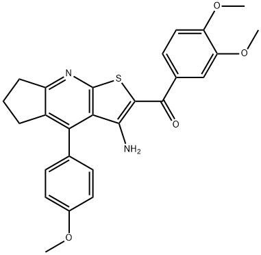 [3-amino-4-(4-methoxyphenyl)-6,7-dihydro-5H-cyclopenta[b]thieno[3,2-e]pyridin-2-yl](3,4-dimethoxyphenyl)methanone Struktur