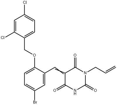 1-allyl-5-{5-bromo-2-[(2,4-dichlorobenzyl)oxy]benzylidene}-2,4,6(1H,3H,5H)-pyrimidinetrione Struktur