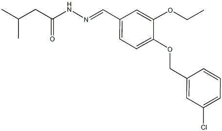 N'-{4-[(3-chlorobenzyl)oxy]-3-ethoxybenzylidene}-3-methylbutanohydrazide Struktur