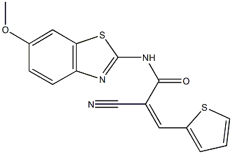 2-cyano-N-(6-methoxy-1,3-benzothiazol-2-yl)-3-(2-thienyl)acrylamide Struktur