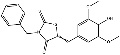 3-benzyl-5-(4-hydroxy-3,5-dimethoxybenzylidene)-2-thioxo-1,3-thiazolidin-4-one Struktur