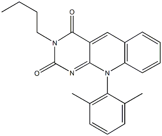 3-butyl-10-(2,6-dimethylphenyl)pyrimido[4,5-b]quinoline-2,4(3H,10H)-dione Struktur