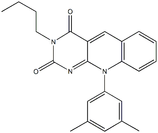 3-butyl-10-(3,5-dimethylphenyl)pyrimido[4,5-b]quinoline-2,4(3H,10H)-dione Struktur