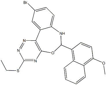 4-[10-bromo-3-(ethylsulfanyl)-6,7-dihydro[1,2,4]triazino[5,6-d][3,1]benzoxazepin-6-yl]-1-naphthyl methyl ether Struktur