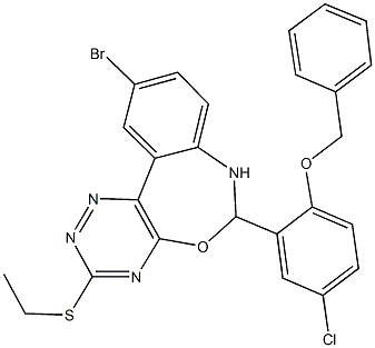 6-[2-(benzyloxy)-5-chlorophenyl]-10-bromo-3-(ethylsulfanyl)-6,7-dihydro[1,2,4]triazino[5,6-d][3,1]benzoxazepine Struktur