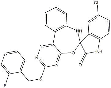 5'-chloro-3-[(2-fluorobenzyl)sulfanyl]-2'-oxo-1',3',6,7-tetrahydrospiro([1,2,4]triazino[5,6-d][3,1]benzoxazepine-6,3'-(2'H)-indole] Struktur