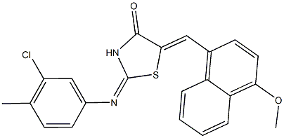 2-[(3-chloro-4-methylphenyl)imino]-5-[(4-methoxy-1-naphthyl)methylene]-1,3-thiazolidin-4-one Struktur