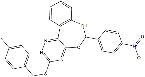 6-{4-nitrophenyl}-3-[(4-methylbenzyl)sulfanyl]-6,7-dihydro[1,2,4]triazino[5,6-d][3,1]benzoxazepine Struktur