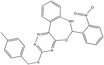 6-{2-nitrophenyl}-3-[(4-methylbenzyl)sulfanyl]-6,7-dihydro[1,2,4]triazino[5,6-d][3,1]benzoxazepine Struktur