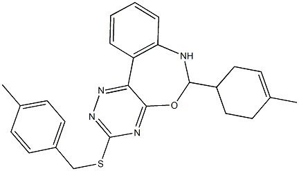 4-methylbenzyl 6-(4-methyl-3-cyclohexen-1-yl)-6,7-dihydro[1,2,4]triazino[5,6-d][3,1]benzoxazepin-3-yl sulfide Struktur