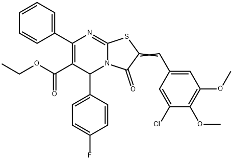 ethyl 2-(3-chloro-4,5-dimethoxybenzylidene)-5-(4-fluorophenyl)-3-oxo-7-phenyl-2,3-dihydro-5H-[1,3]thiazolo[3,2-a]pyrimidine-6-carboxylate Struktur