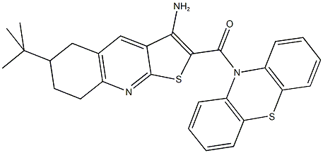 6-tert-butyl-2-(10H-phenothiazin-10-ylcarbonyl)-5,6,7,8-tetrahydrothieno[2,3-b]quinolin-3-amine Struktur