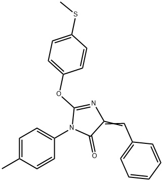 5-benzylidene-3-(4-methylphenyl)-2-[4-(methylsulfanyl)phenoxy]-3,5-dihydro-4H-imidazol-4-one Struktur