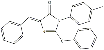 5-benzylidene-3-(4-methylphenyl)-2-(phenylsulfanyl)-3,5-dihydro-4H-imidazol-4-one Struktur