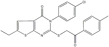 3-(4-chlorophenyl)-6-ethyl-2-{[2-(4-methylphenyl)-2-oxoethyl]sulfanyl}thieno[2,3-d]pyrimidin-4(3H)-one Struktur