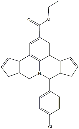 ethyl 7-(4-chlorophenyl)-3b,6,6a,7,9,9a,10,12a-octahydrocyclopenta[c]cyclopenta[4,5]pyrido[3,2,1-ij]quinoline-2-carboxylate Struktur