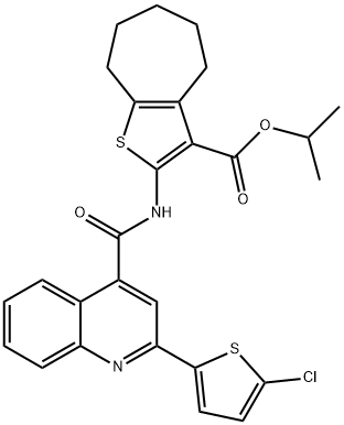 isopropyl 2-({[2-(5-chloro-2-thienyl)-4-quinolinyl]carbonyl}amino)-5,6,7,8-tetrahydro-4H-cyclohepta[b]thiophene-3-carboxylate Struktur